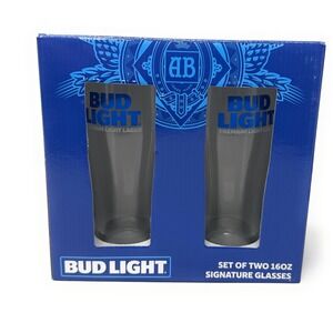 Bud Light Beer Signature Glasses 16OZ  PINT Set of 2 Gift Set